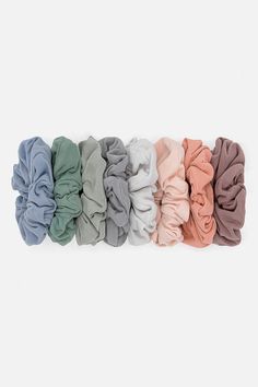 A set of 8 garment dyed, cotton spandex scrunchies in vibrant, rich colors-- one for each day of the week plus extra. These classic sized scrunchies make a great gift for girls who love accessories. Pair these with outfits from our garment dye collection for a full monochromatic look or mix and match with your favorite bodysuits. Made in the USA. Scrunchies Target, Crafts To Do When Your Bored, Los Angeles Apparel, Garment Manufacturing, Handmade Hair Accessories, Gift For Girls, Day Of The Week, Sweaters And Leggings, Scrunchie Hairstyles