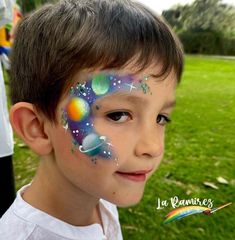 Princess Crown Face Painting, Solar System Face Paint, Magical Face Paint, Solar Eclipse Face Paint, Godzilla Face Paint, Astronaut Face Paint, Space Face Paint Easy, Planet Face Paint, Split Cake Face Painting