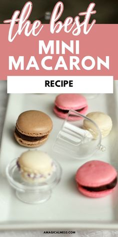 Easy and Delicious Mini Macarons Recipe Holiday Macarons, French Macaron Recipe, Mini Macarons, French Macarons Recipe, Mini Cake Stand, Macarons Macaroons, Best Holiday Cookies