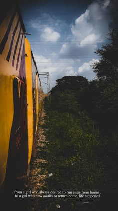 an image of a train that is going down the tracks with a quote on it