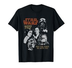 PRICES MAY VARY. Officially Licensed Star Wars Apparel 18STRW00012A-003 Lightweight, Classic fit, Double-needle sleeve and bottom hem Star Wars Apparel, Portrait Collage, Star Wars 1977, Star Wars Outfits, Vintage Portrait, Vintage Star Wars, Vintage Portraits, Branded T Shirts, Top Styles