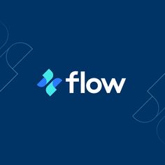 the flow logo is shown on a dark blue background with white letters that read flow