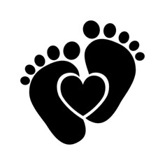 a pair of footprints with a heart in the middle on a white background illustration for valentine's day