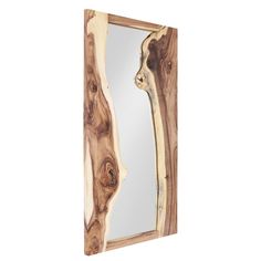 a mirror that is made out of wood and has a bear head on the side