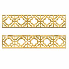 two gold decorative tiles on white background