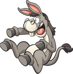 a cartoon donkey jumping in the air - animals characters