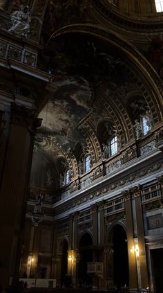 the interior of a large building with high ceilings