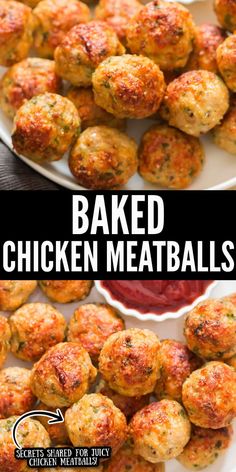 baked chicken meatballs Ground Chicken Recipes Healthy, Juicy Baked Chicken, Meatball Recipes Easy, Health Dinner Recipes, Chicken Dishes Recipes