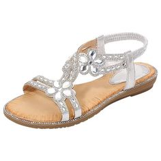 Get ready to step into summer with the latest trends in women's summer sandals. From chic slides to trendy espadrilles, these must-have footwear will elevate your summer style. Find the perfect pair to complete your warm-weather wardrobe and stay stylish all season long. Memory Foam Sandals, Foam Sandals, Flower Ornaments, Flip Flop Slippers, Rhinestone Bead, Open Toe Sandals, Womens Sandals Flat, Slipper Shoes