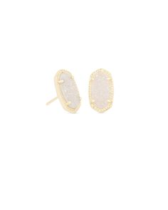 For a petite take on our iconic oval silhouette, look no further than the Ellie Gold Stud Earrings in Iridescent Drusy, a classic with delicate details. These stud earrings are the perfect go-tos for everyday wear, matching with anything and everything. Add a little sparkle to your ears with our Ellie Gold Stud Earrings. Casual Earrings, Kendra Scott Earrings, Gold Stud Earrings, Small Earrings Studs, Delicate Details, Gold Stud, Brass Material, Gold Studs