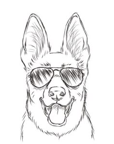 a drawing of a dog with sunglasses on it's head and tongue sticking out