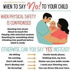 a poster with instructions on how to say no to your child