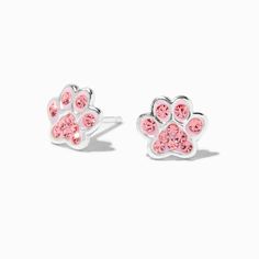 Claire's Sterling Silver Crystal Pink Paws Stud Earrings Claires Earrings, Barbie Party Decorations, Pink Paws, Expensive Jewelry Luxury, Fashionable Jewelry, Kids Earrings, Expensive Jewelry, Cat Jewelry, Jewellery Accessories