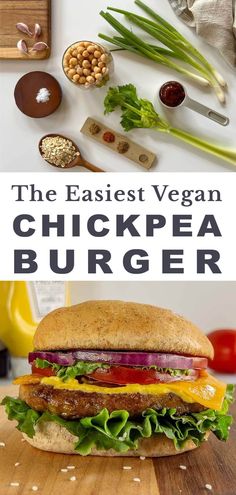 the best vegan chickpea burger recipe is made with chicken, lettuce and cheese