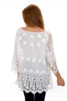 Whirlwind Romance Top - SALE - The Blue Door Boutique White Bohemian Top With Delicate Lace, Spring Bohemian Scalloped Lace Tops, White Lace Top With Intricate Embroidery, Bohemian Lace V-neck Top For Brunch, Whirlwind Romance, Bohemian Off-white Lace Top, Blue Door, Lace Back, Top Sales