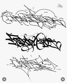 three different types of graffiti on a white background