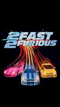 the fast and the furious movie poster with two cars driving through a speed lane in front of