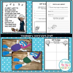 an activity sheet with pictures and words to help students learn how to use the word work