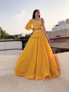 Simple Yellow Lehengas for brides Bollywood  Chania choli / Lehenga Choli With Big Flair party wear Haldi functions  for Women Skirt Choli 2 women Indian outfit SHOP LINK :https://www.etsy.com/in-en/shop/SunderBoutiqueStore All About customized Lehenga choli Thanks for visit our shop ... Haldi Dress, Simple Lehenga, Wedding Lehenga Designs