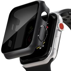 an apple watch with black and silver cases