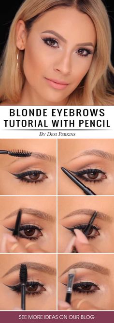 Eyebrow Tutorial Blonde, Eyebrow Pencil Tutorial, Eyebrow Sculpting, Eye Make Up Videos, How To Do Eyebrows, Eyebrow Shapes, Makeup Eyebrows