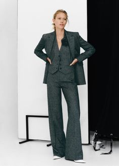 Wool suit pants - Women | Mango USA 3 Piece Suit Women, Woman Suit Fashion Classy, Classy Suits, Womens Suits Business, Woman Suit Fashion, Womens Business Casual, Formal Suits, Work Wear Women, Suit Pants