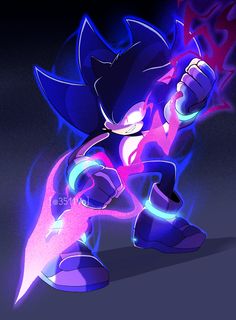 sonic the hedgehog is running with purple and blue colors