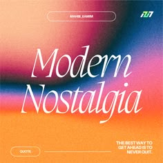 the modern nostalgica font is displayed on an orange, pink and blue background