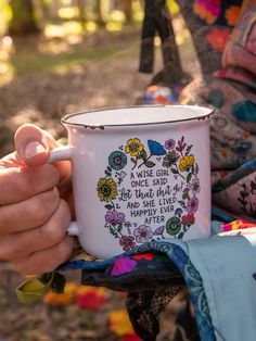 Camp Coffee Mug - Wise Girl-view 1 Colorful Kitchen Accessories, Camp Coffee, Berry Colander, Coffee Soup, Camp Mugs, Sweet Easy, Broad City, Friends Coffee Mug, Wise Girl