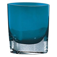 an empty blue glass on a white background