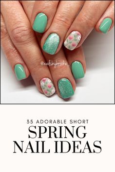 35 Adorable Short Spring Nail Ideas | Spring Nail Colors and shades | Nail Ideas and Designs for Spring | Pastel nails | Summer Nail ideas April Gel Nails Ideas 2024, April Nail Designs 2024, Easter Manicure Ideas Simple, April Spring Nails, Short Summer Nail Ideas Gel, Spring Season Nails, Sns Spring Nails Designs, Short Nail Designs For Spring, Spring Nails 2024 Gel