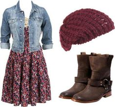 Weather Today, Dress With Jean Jacket, Perfect Weather, Mode Vintage, Flowy Dress, Looks Vintage, Outfits Casuales, A Dress, Dress With Boots