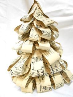 a christmas tree made out of sheet music