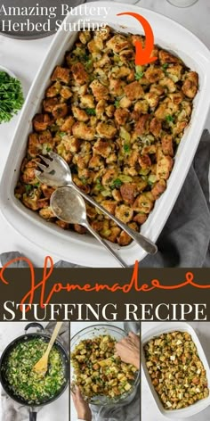 an image of stuffing recipe in a casserole dish