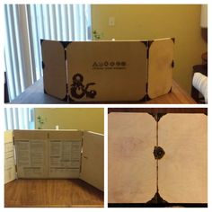 four different views of an open cardboard box