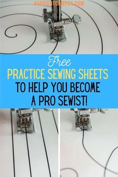 the instructions for how to sew on a sewing machine with text overlay that reads free practice sewing sheets to help you become a pro sewsist