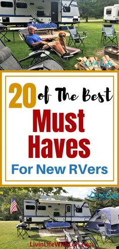 the best must haves for new rvers and campers in this postcard