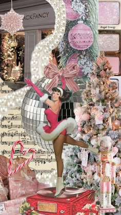 Christmas Wallpaper Animated, Retro Christmas Wallpaper, Pink Christmas Wallpaper, Kitchy Christmas, Girly Christmas, Nostalgic Christmas, Candyland Christmas, Pink Xmas, Christmas Collage