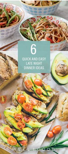 an image of food with the title 6 quick and easy dinner ideas