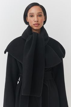 Wool Soft Scarf – Cuyana Fall Scarf, Soft Scarf, Fall Scarves, Stitching Details, Black Camel, Best Bags, Luxury Goods, Wool Scarf, Scarf Styles