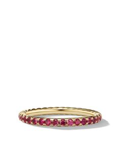 18kt yellow gold signature Cable motif design pavé-set rubies totalling 0.44 carats ring: 2mm To ensure the shine and polish of your David Yurman piece, wash with a little non-bleach, soapy water and wipe clean with a soft cloth. Normal everyday use and external agents may reduce the lustre of gemstones and gold surfaces. To maintain, use specific, non-abrasive products specially meant for cleaning jewellery. Ruby Band Ring, Tsavorite Ring, David Yurman Ring, Ruby Bands, Ruby Ring Gold, David Yurman Jewelry, Motif Design, Fine Rings, Ruby Ring