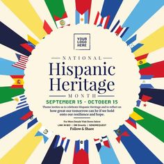 Customize this Hispanic heritage month template with your video, photos and text. Easy-to-use online tools. Free downloads, great for printing and sharing online. Instagram Post. Tags: hispanic heritage month, hispanic heritage month 2024, hispanic heritage month post template, hispanic heritage month theme, best social media tools for small business, free social media tool, ig templates, instagram post template, instagram publishing app, instagram publishing tool, instagram scheduling app, i... Hispanic Flags, Memorial Day Remembrance, Hispanic Heritage Month Bulletin Board, Remembrance Day Posters, Spirit Day Ideas, Hispanic Heritage Month Activities, Spanish Heritage, Promote Small Business, Culture Day