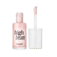 Benefit Cosmetics High Beam Liquid Highlighter What It Is The satiny pink Benefit Cosmetics High Beam Liquid Highlighter accents cheek and brow bones for a dewy-looking glow. What You Get Full-size High Beam Liquid Highlighter What It Does Satiny finish in a pale pink color Liquid highlighter accents whatever features you choose How to Use Use as a spot highlighter over makeup or wear under complexion products for a subtly luminous appearance For a radiant look for day-or-night gorgeous, dot and Benefit Liquid Highlighter, Highlither Makeup Products, Benefit High Beam, Benetint Highlighter, Makeup Highlighter Products, Good Highlighters, Matte Highlighter, Benefit Highlighter, Highlighters Makeup