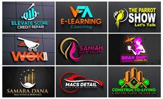 the logos for different businesses are shown in this image, and they appear to be made from