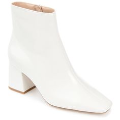 HAYLINN WIDE WIDTH - Journee Collection Stylish Shoes For Women, Kitten Heel Boots, White Ankle Boots, Dress Booties, White Booties, Cowgirl Aesthetic, Leather Heeled Boots, Platform Block Heels, Square Toe Heels