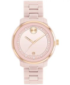 COACH Women's Kitt Blush Ceramic Bracelet Watch 38mm - Macy's Movado Bold, Movado Watch, Ceramic Watch, Group 2, Classic Bracelets, Pink Ceramic, Contemporary Ceramics, Two Tone Watch, Minerals Crystals