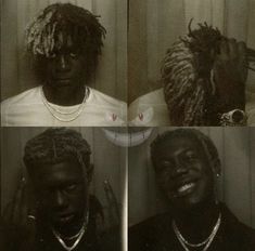 four different shots of a man with dreadlocks