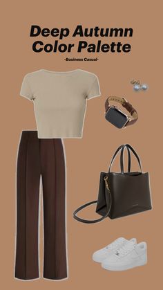 Business casual outfit Deep Autumn Palette, Autumn Color Palette Fashion, Deep Autumn Color Palette, Business Casual Outfit, Color Outfits, Deep Autumn, Earthy Outfits, Dark Autumn, Outfit Inspiration Fall