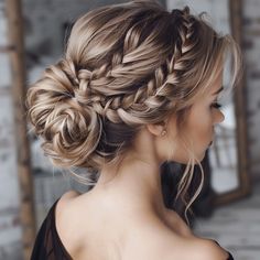 Achieve timeless elegance with these classic braided updo hairstyles. Perfect for formal occasions. Save this pin for classic updo ideas! #Braids #Updo #ClassicStyles Hairstyle With Jumpsuit Outfit, Big Thick Braids, Bridal Hair Updo Plait, Bun Hairstyles For Formal, Veil Updo Hairstyles Brides, Wedding Hairstyles Blonde Updo, Wedding Hair Mostly Up, Clean Wedding Hair Updo, Loose Updo Bridesmaid