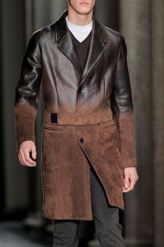 Neil Barrett F/W 2014 Menswear Mens Fur, Coats For Men, Mens Style Guide, Neil Barrett, Men Style Tips, Leather Shirt, Man Style, Gentleman Style, Leather Blazer